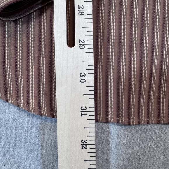 Bugatchi Uomo Shirt Mens 2XL Brown Striped Button Up Long Sleeve‎ Rayon Blend - Picture 6 of 10